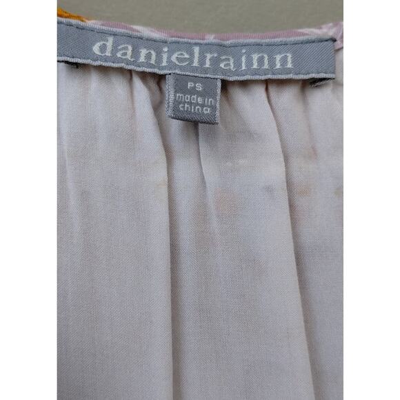 Daniel Rainn Cottage Boho Peasant Tassel Top Blouse Rayon Size S Pleated Floral - Picture 2 of 11